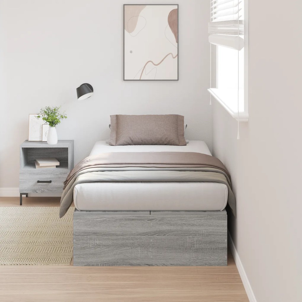 Cama com Arrumação vidaXL Cinza Sonoma 100x200 cm