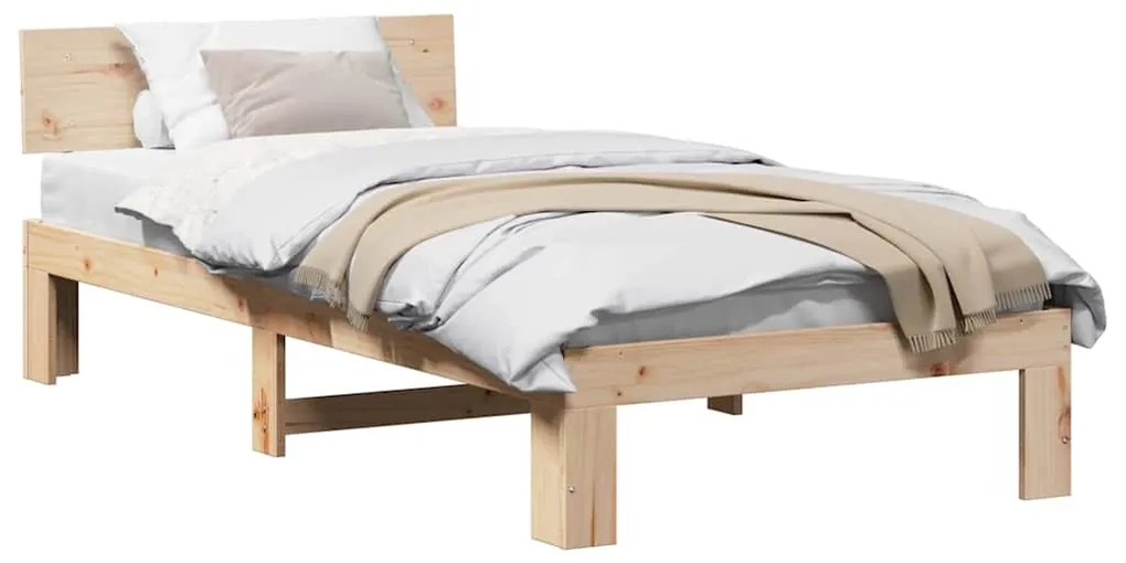 Estrutura de Cama com Cabeceira 80x200 cm Madeira de Pinho