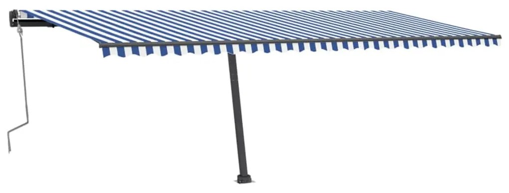 Toldo retrátil manual com LED 600x300 cm azul e branco