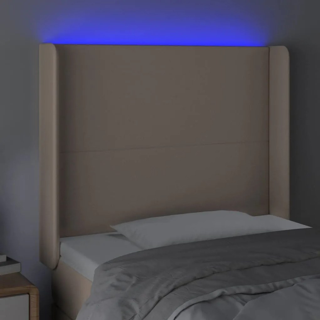 Cabeceira cama c/ LED couro artif. 83x16x118/128 cm cappuccino