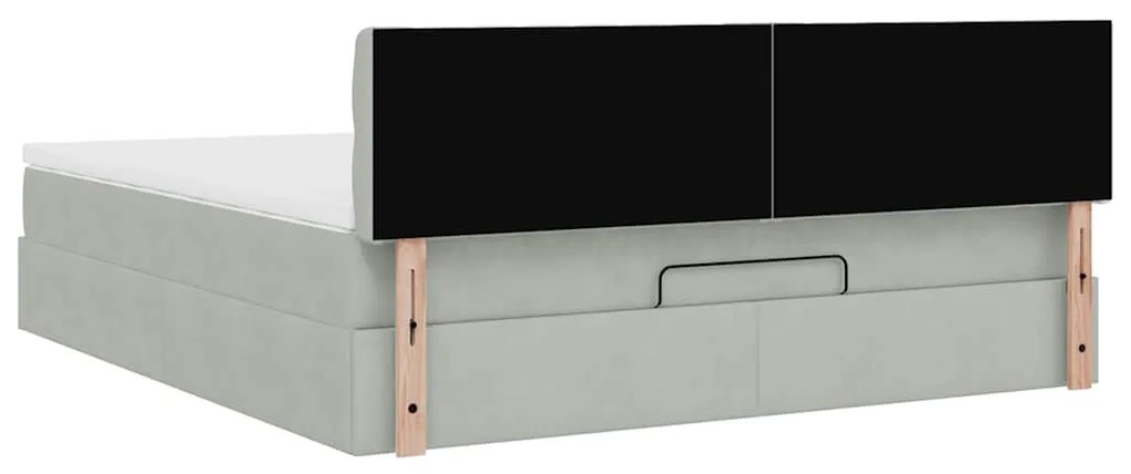 Estrutura de cama otomana com colchão 160x200 cm cinzento claro