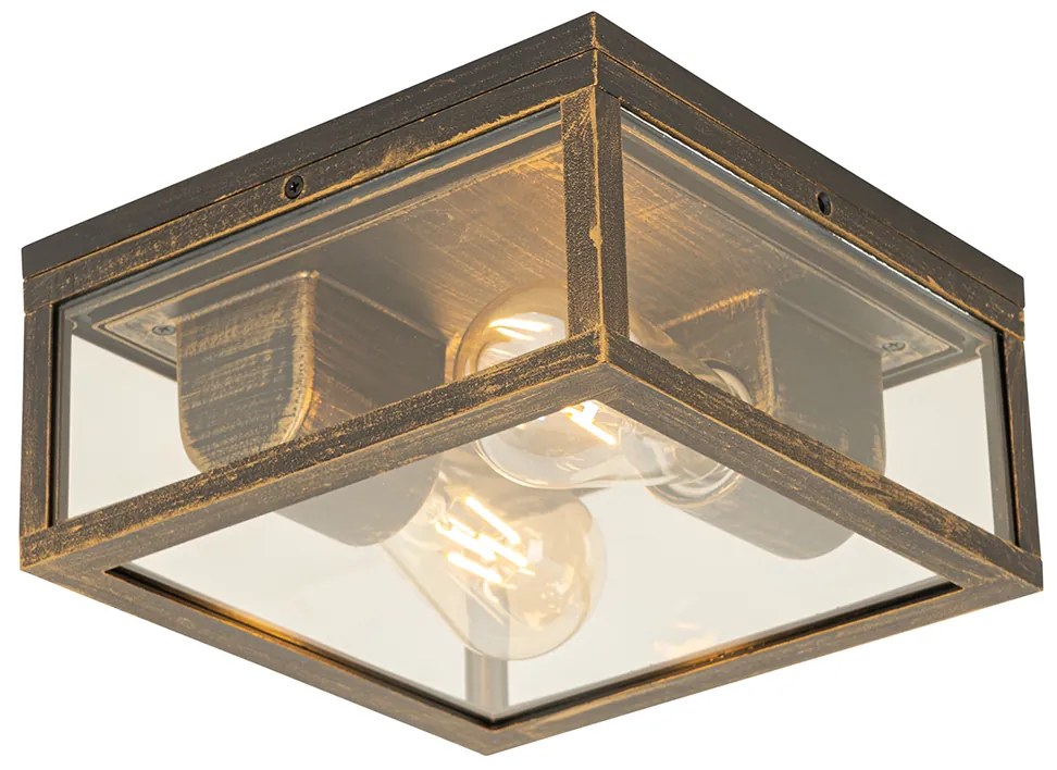 Candeeiro de teto vintage ouro antigo IP44 2 luzes - Charlois