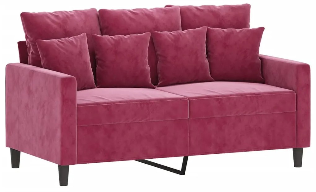 4 pcs conjunto de sofás com almofadões veludo vermelho tinto