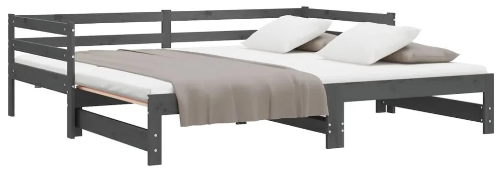 Estrutura sofá-cama de puxar 2x(90x200)cm pinho maciço cinzento