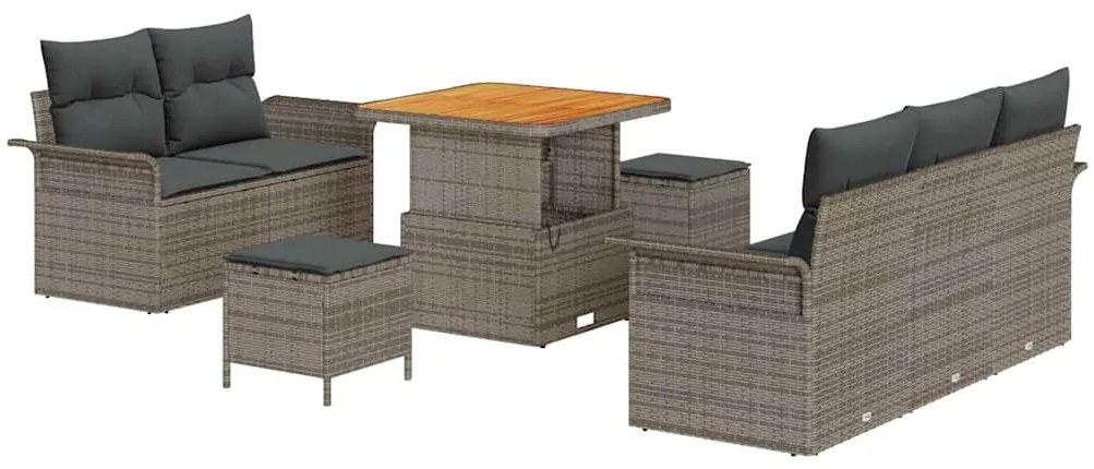 Conjunto de Sofá de Jardim vidaXL de 8 Peças com Almofadas Cinza Ratta