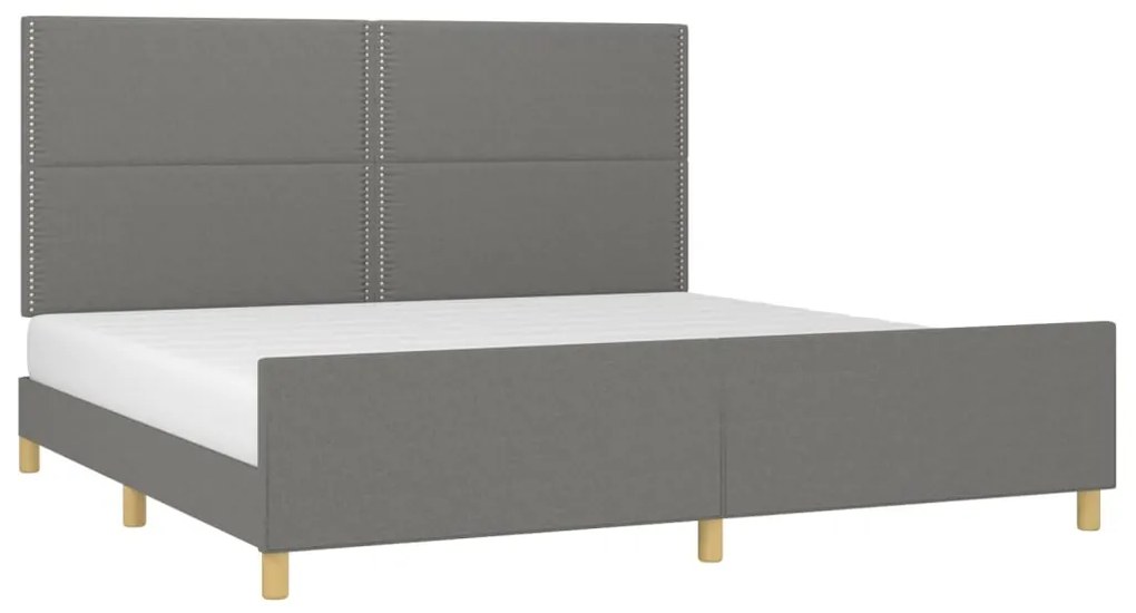 Estrutura cama com cabeceira 200x200 cm tecido cinzento-escuro