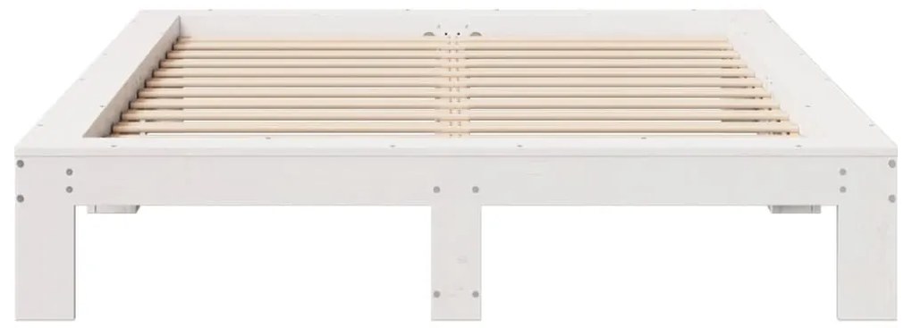 Cama sem colchão 140x200 cm madeira de pinho maciça branco