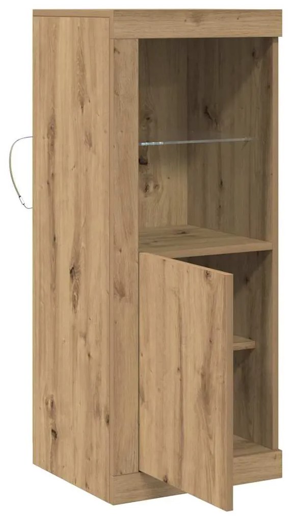 Sideboard vidaXL com Luzes LED Carvalho Artesanal 41x37x100 cm