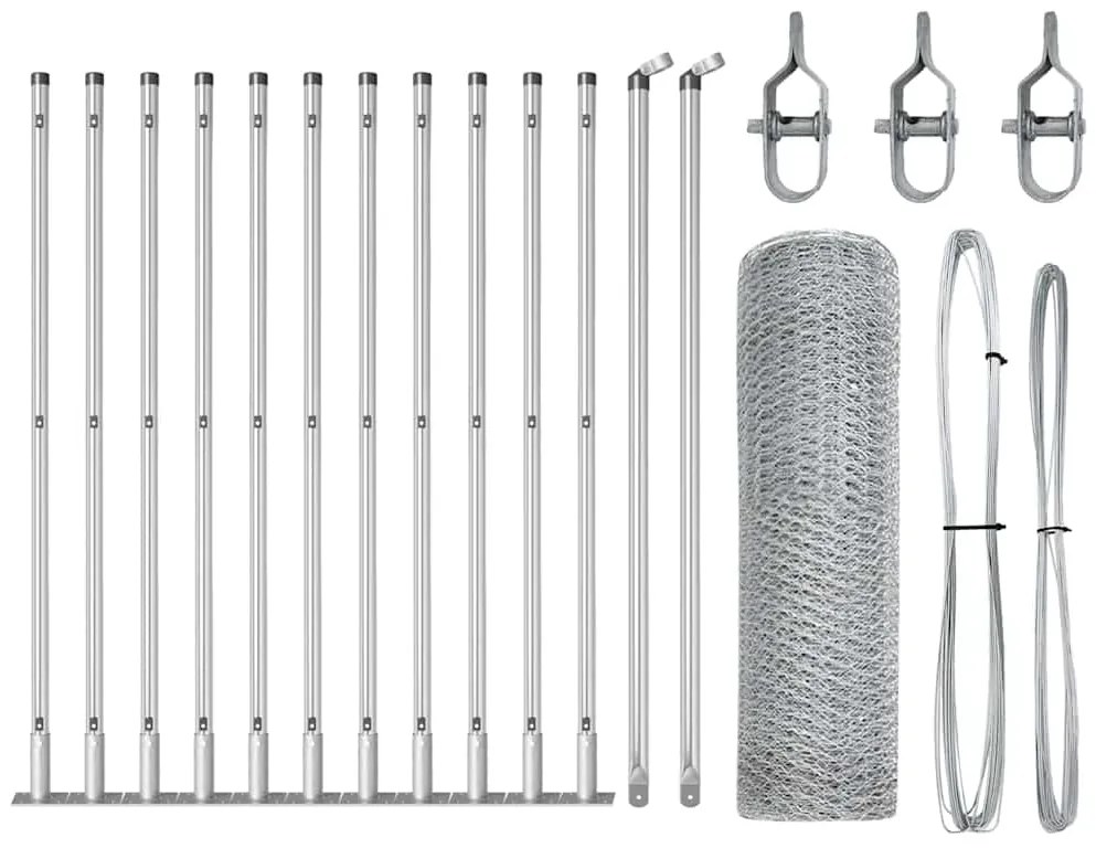 Conjunto de Cercas Conjunto de 2 Aço Galvanizado 25 x 0,5 m