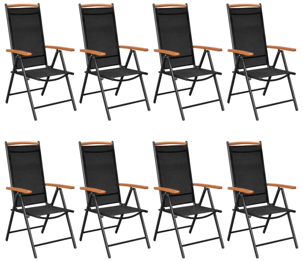 9 pcs conjunto de jantar para jardim alumínio preto
