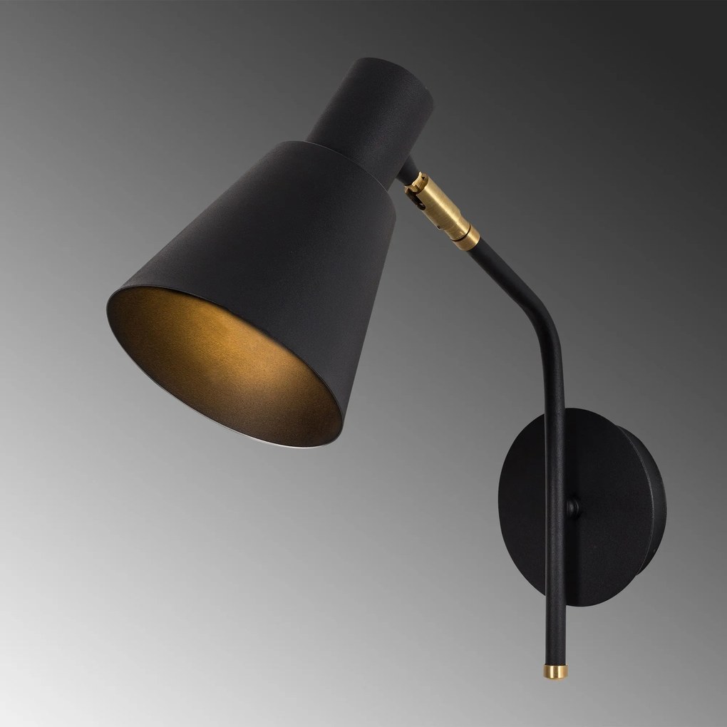 Aplique de Parede Sivani – Preto e Dourado – 14 x 36 x 40 cm