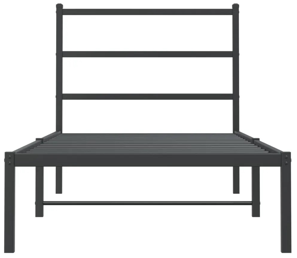 Estrutura de cama com cabeceira 90x190 cm metal preto