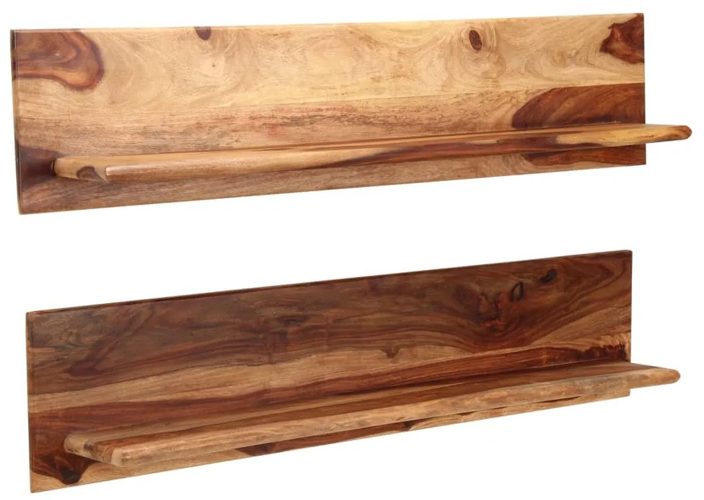 Prateleiras de parede 2 pcs 118x26x20cm madeira acácia maciça