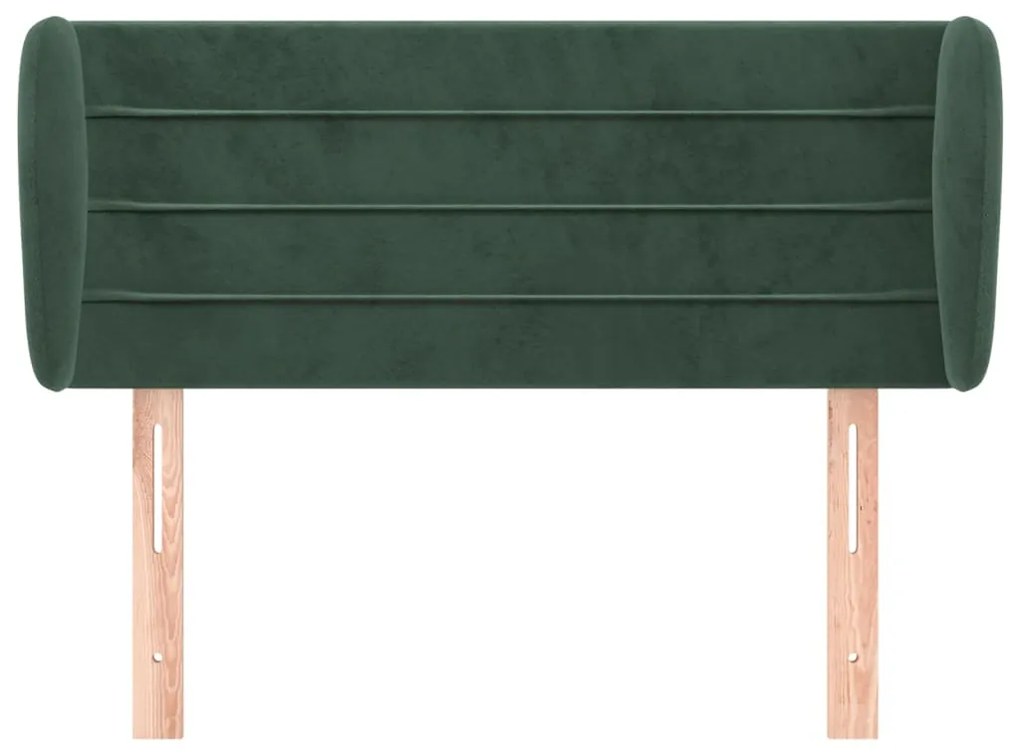 Cabeceira de cama c/ abas veludo 103x23x78/88cm verde-escuro