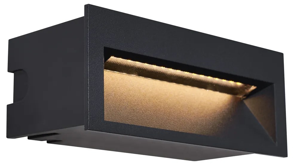 Aplique de Parede Embutido Moderno Preto 16cm incl. LED IP65 - Mert Moderno