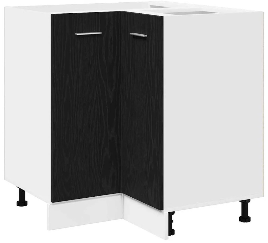 Armário de canto inferior em carvalho preto - 75,5 x 75,5 x 81,5 cm, f