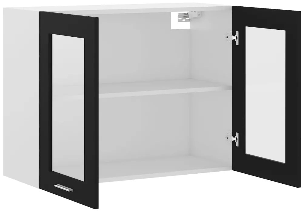Armário de parede c/ vidro “Lyon” 80x31x60 cm preto
