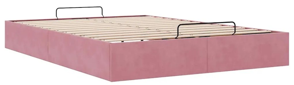 Estrutura de cama otomana sem colchão 140x190 cm veludo rosa