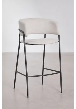 Pack De 2 Bancos Altos Estofados Nalon ↑75 Cm & Negro & Tecido Branco Quebrado - Sklum