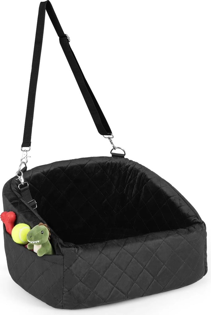 Transportadora de cães para Carro, 50 x 46 x 30 cm, Com Trela de Segurança, Preto