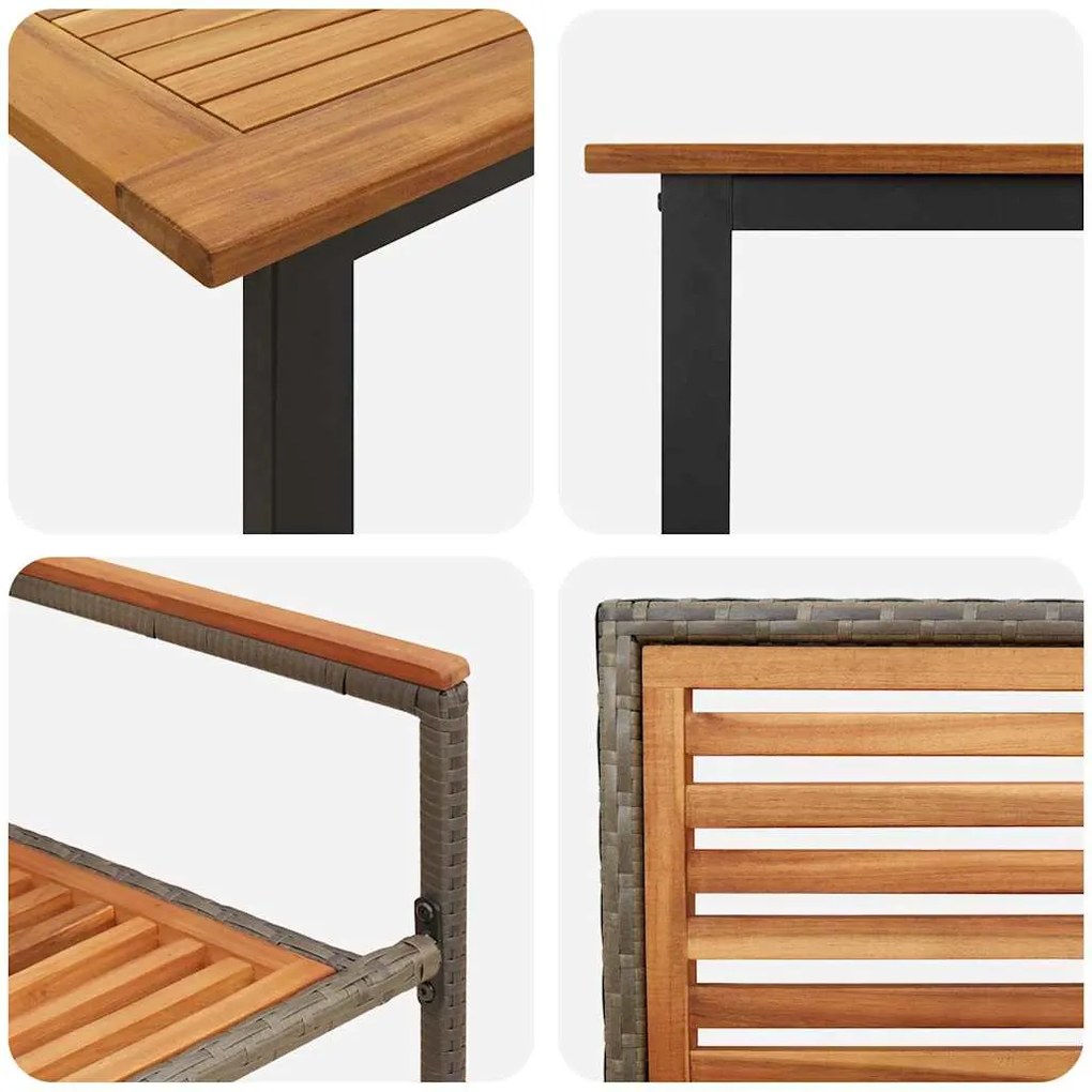 Conjunto de Jantar para Jardim 9 pcs Cinzeto 200 x 90 x 75 cm