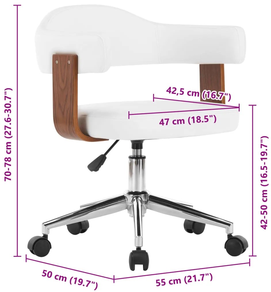 Cadeiras jantar 2 pcs madeira curvada e couro artificial branco