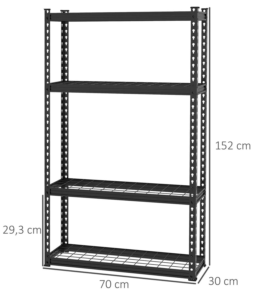 HOMCOM Estante de Metal com 4 Níveis Estante de Armazenamento Estante