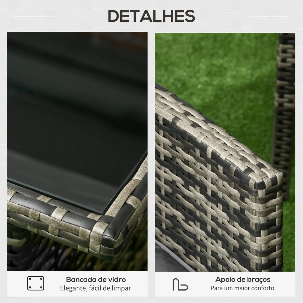Conjunto de Jardim 6 Peças em Vime Sintético – Modena Gris – Cinzento