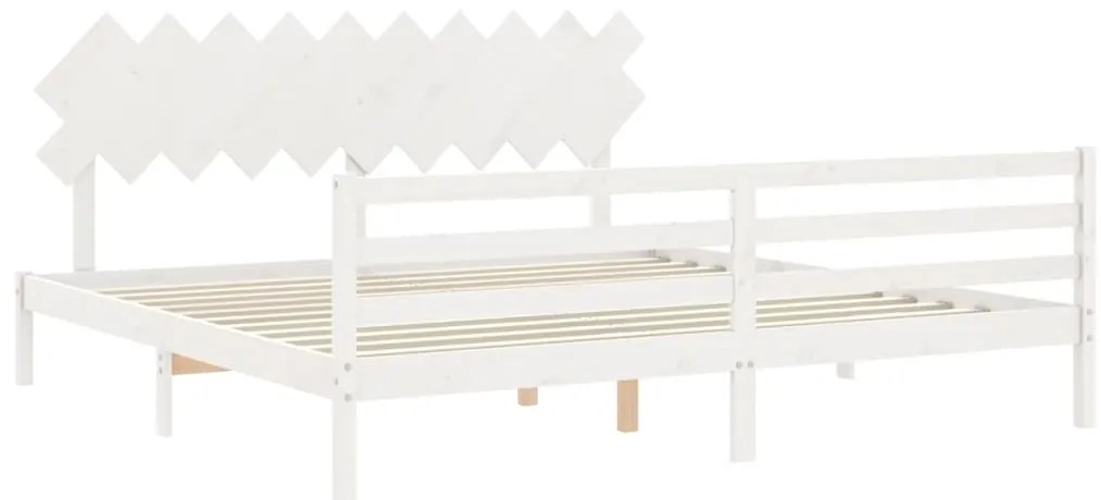 Estrutura de cama com cabeceira 200x200cm madeira maciça branco