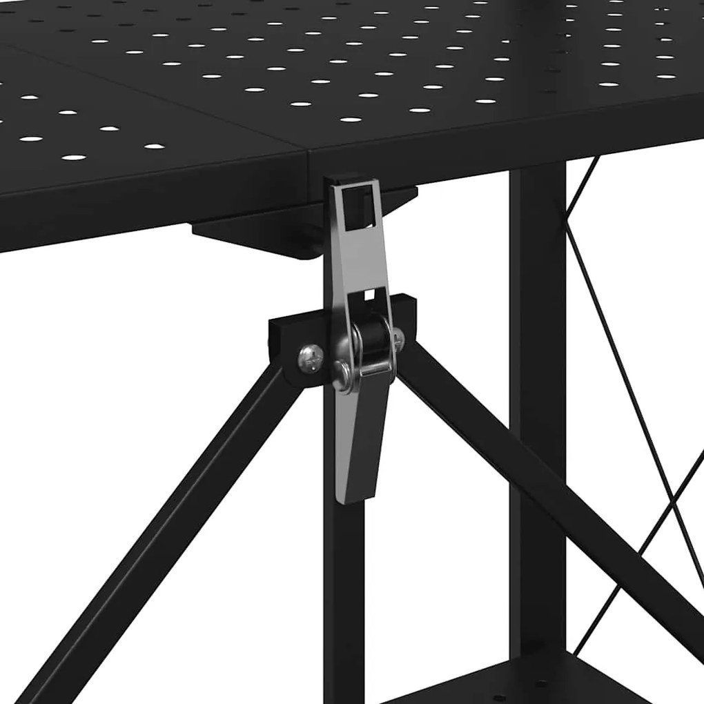 Prateleira de arrumação sobre rodas 71x34x88 cm aço preto