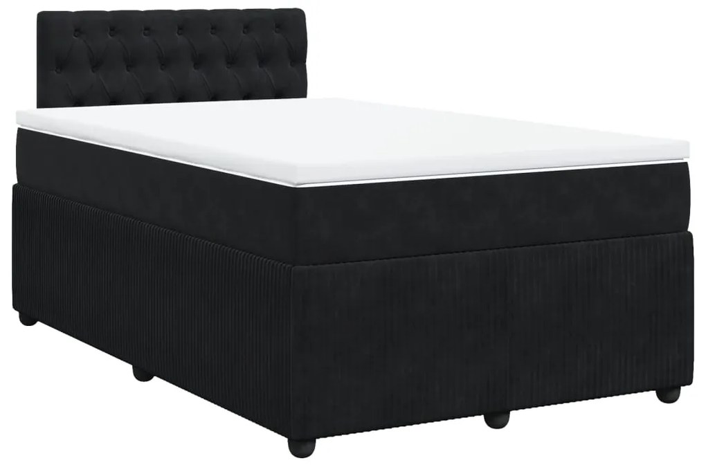 Cama boxspring com colchão 120x200 cm veludo preto