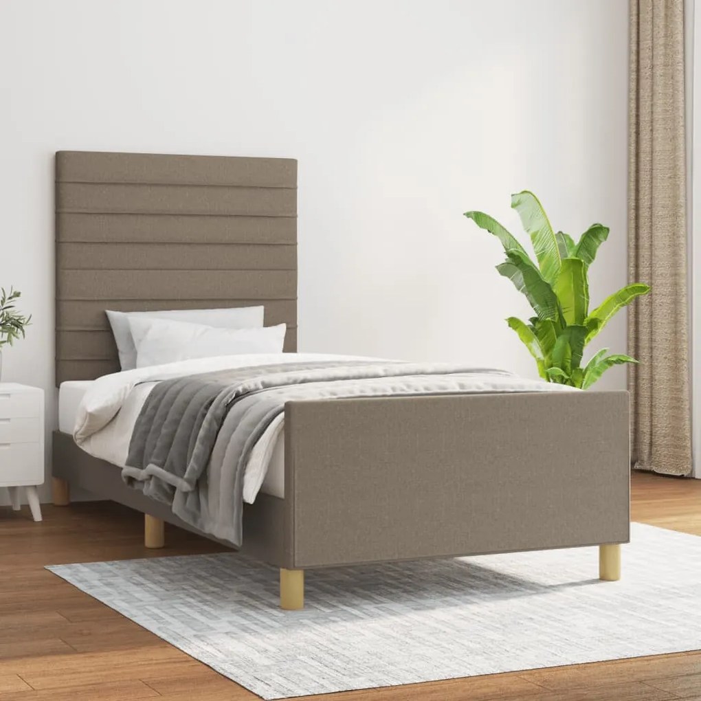 Estrutura de cama sem colchão 90x190 cm tecido cinzento