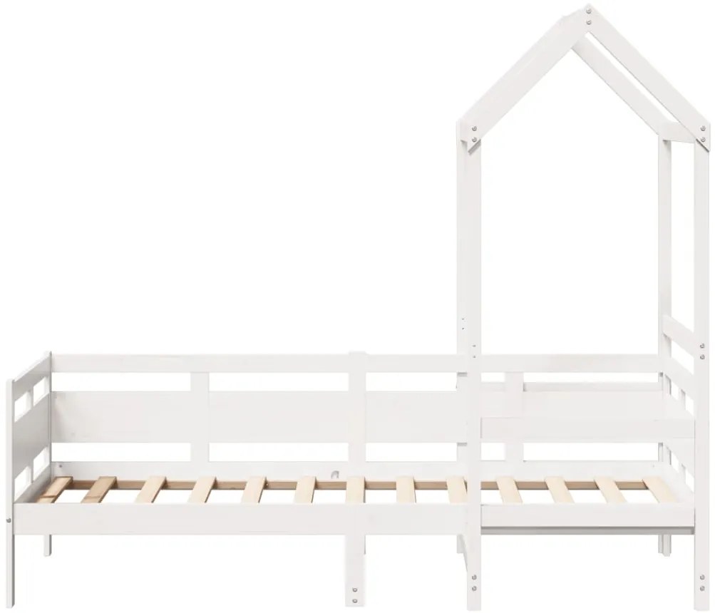 Sofá-cama com telhado 80x200 cm madeira de pinho maciça branco