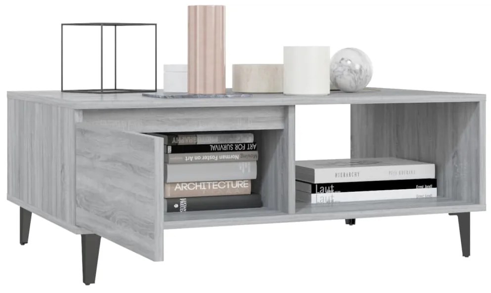 Mesa de centro 90x60x35 cm derivados de madeira cinzento sonoma