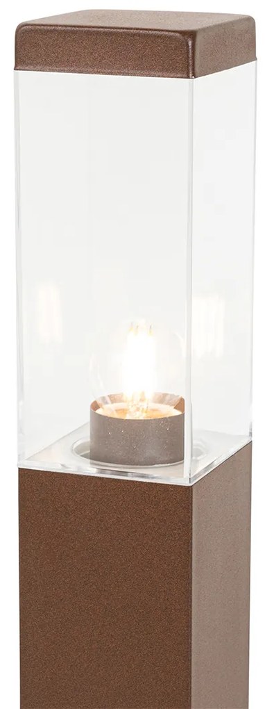 Candeeiro de poste exterior moderno castanho enferrujado 45 cm - Malios Moderno