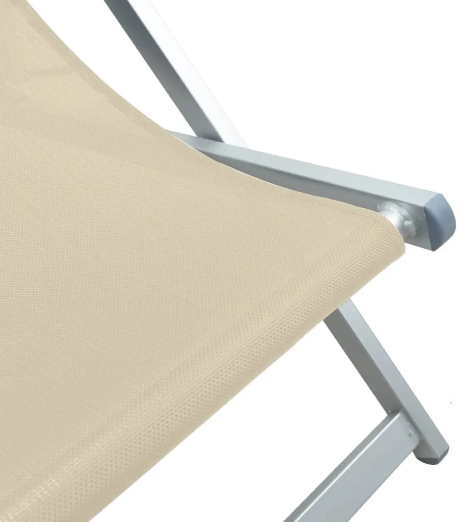 Cadeiras de praia dobráveis 2 pcs alumínio e textilene creme