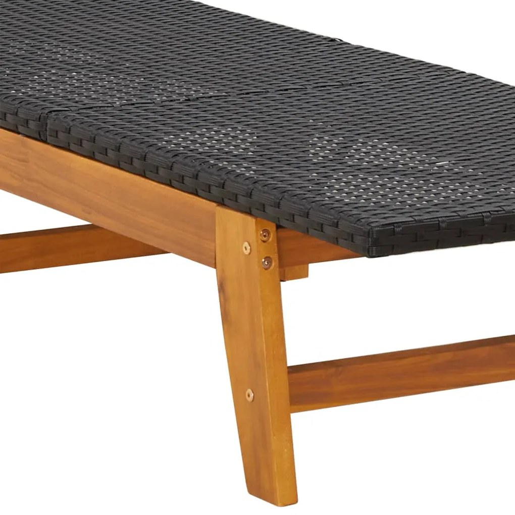 Espreguiçadeira com mesa vime PE e madeira de acácia maciça
