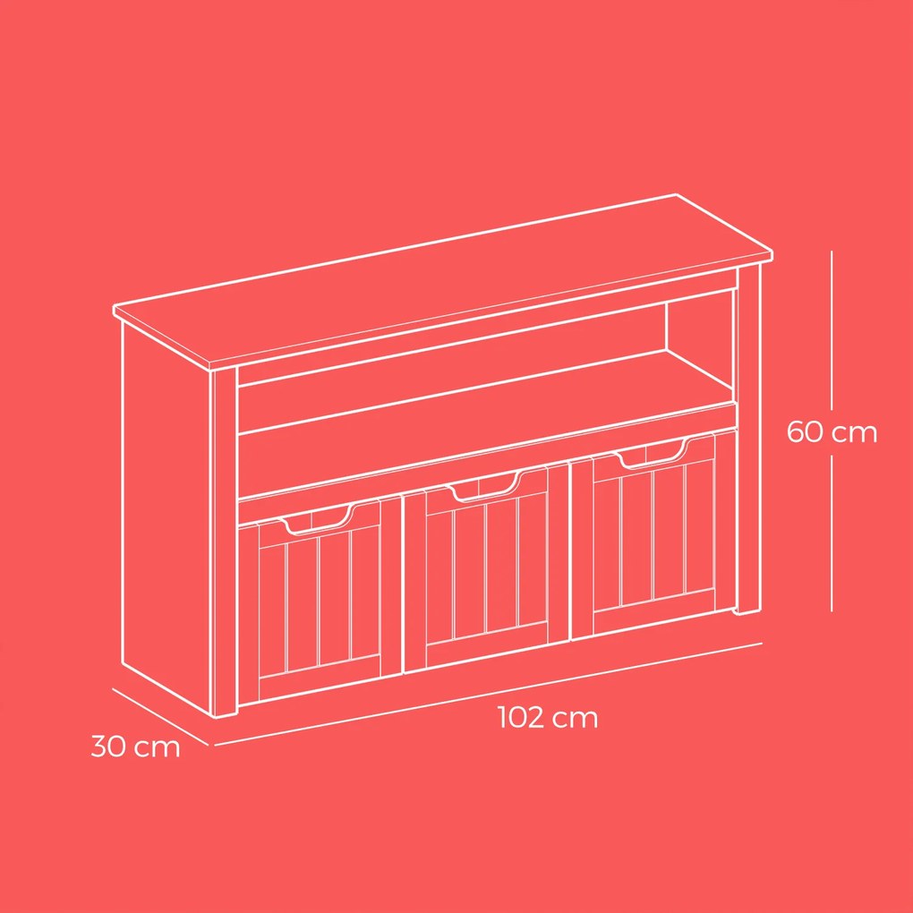 Estante infantil, armário para brinquedos 30 x 102 x 60 cm Branco