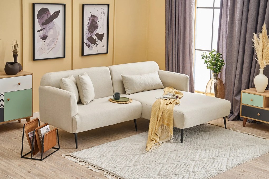 Sofá de Canto Revos – Creme – 250x86x100 cm