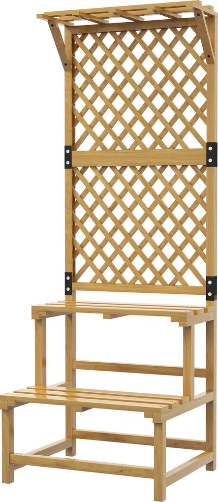 Suporte para Plantas de Madeira com Treliça Suporte para Vasos de 2 Níveis para Jardim Pátio 60x50x166 cm Madeira