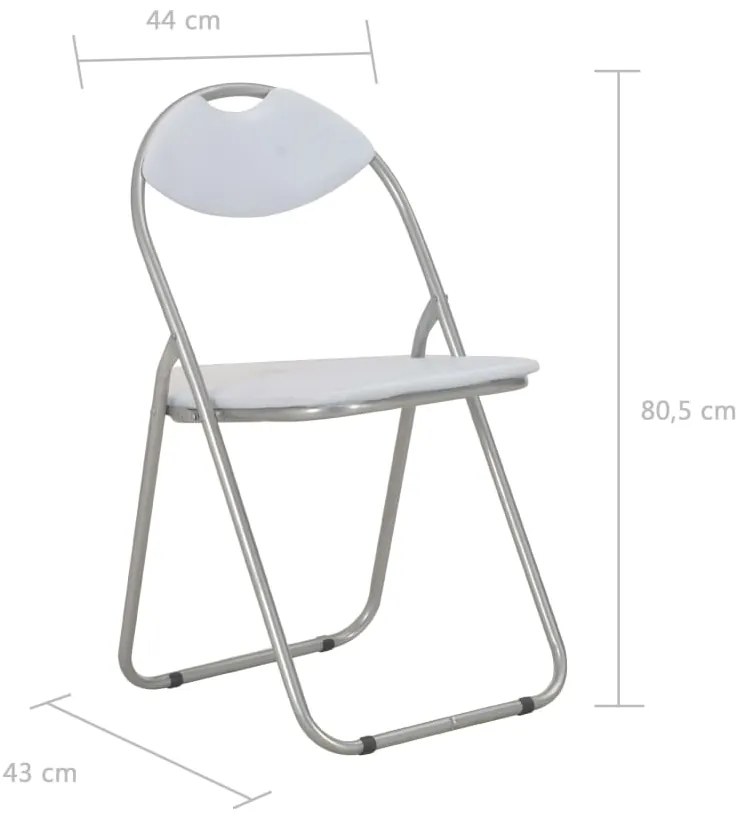 Cadeiras de jantar dobráveis 6 pcs couro artificial branco