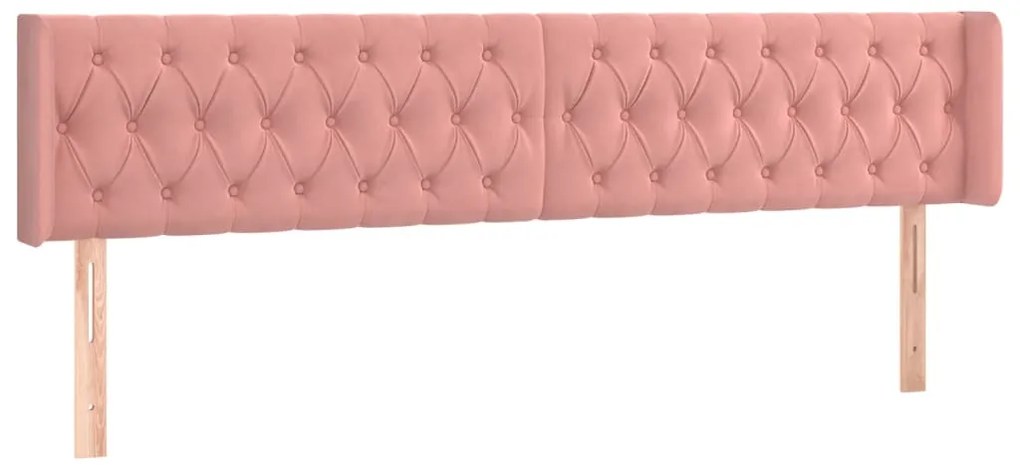 Cabeceira de cama c/ luzes LED veludo 203x16x78/88 cm rosa