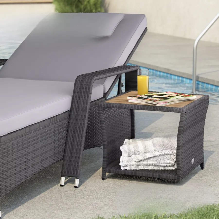 Mesa de apoio jardim Polyrattan 45x45x40cm cinzenta