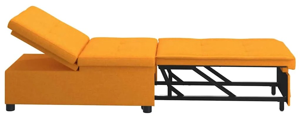 Sofá-cama 3 em 1 com design retrátil em tecido amarelo escuro