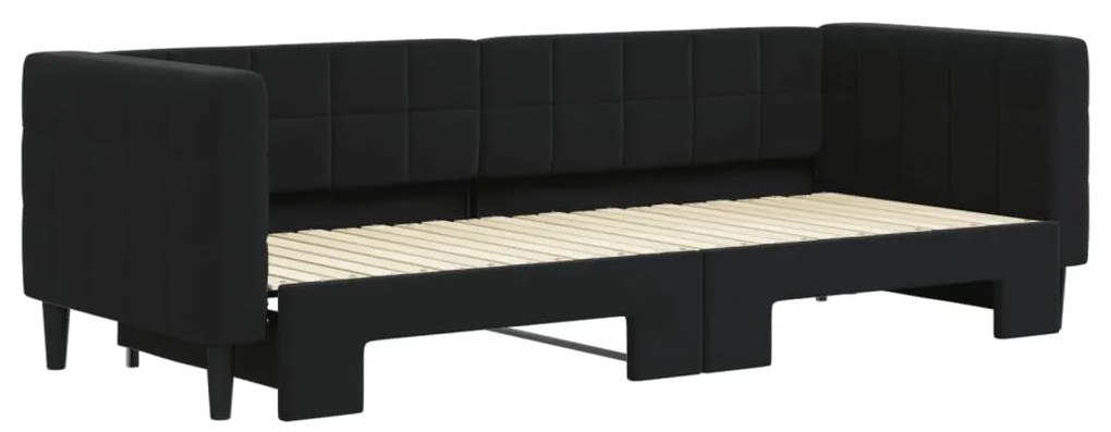 Sofá-cama com gavetão 80x200 cm veludo preto