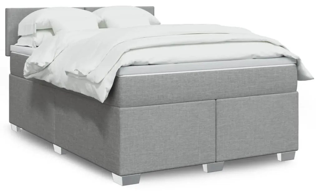 vidaXL Cama com molas/colchão 140x190 cm tecido cinzento-claro