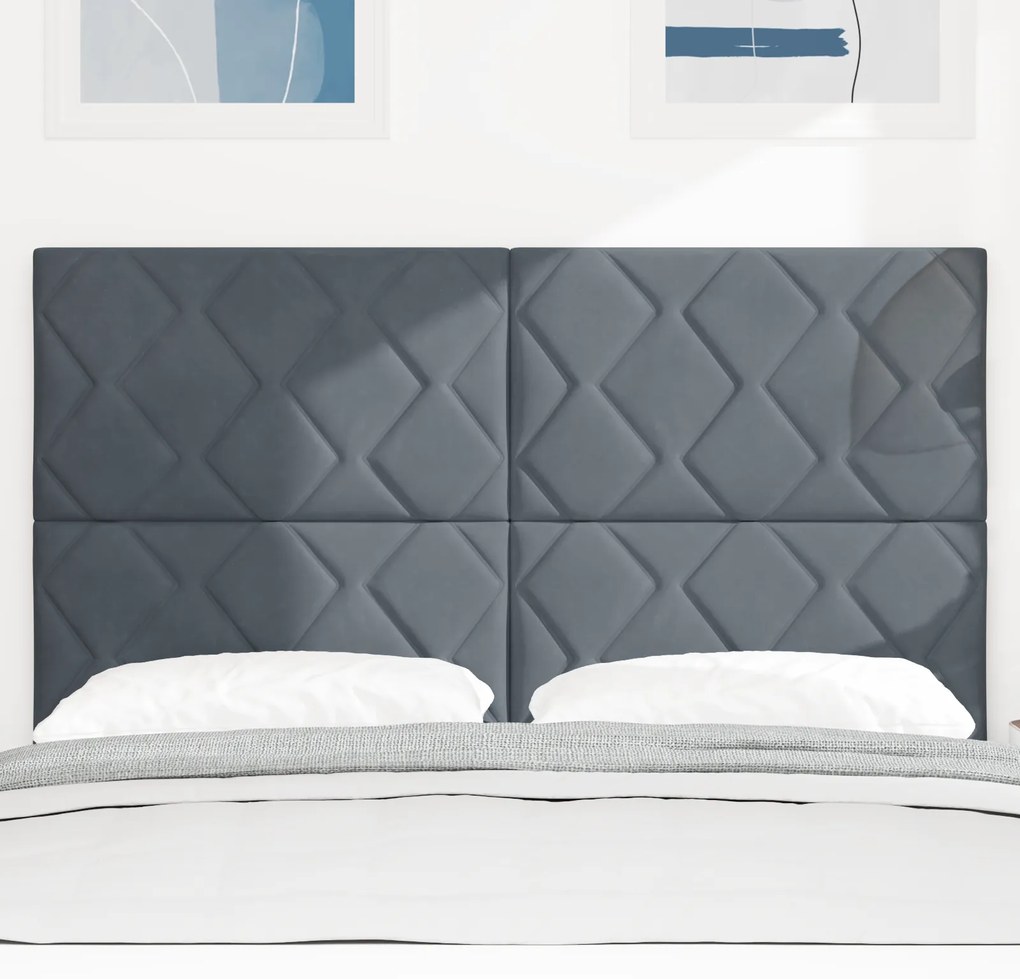 Cabeceira Design de Blocos de Diamante Cinza Escuro 160 cm Veludo