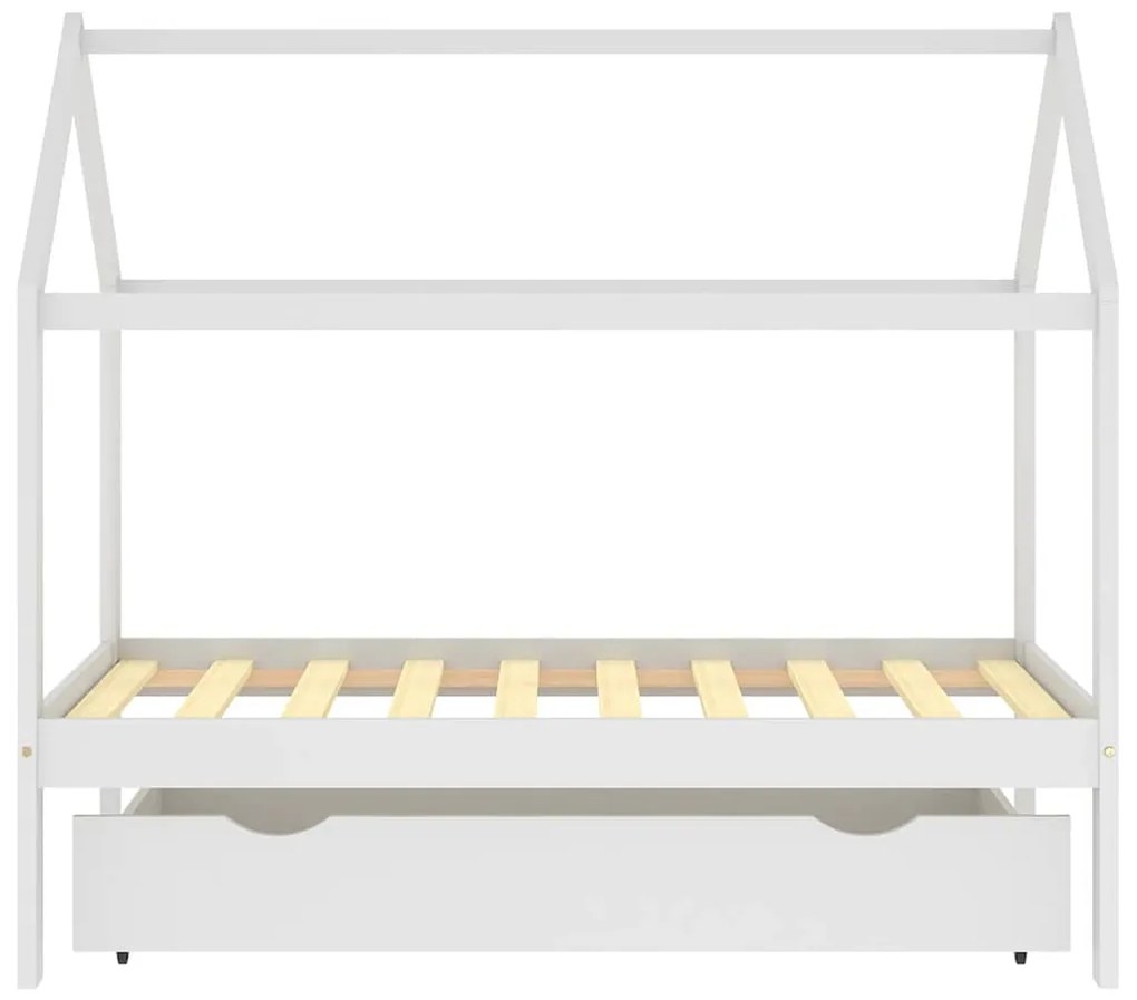 Cama para crianças c/ gaveta 80x160 cm pinho maciço branco