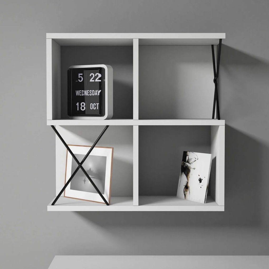 Prateleira de Parede Extra – Branco e Preto – 60x60x24 cm