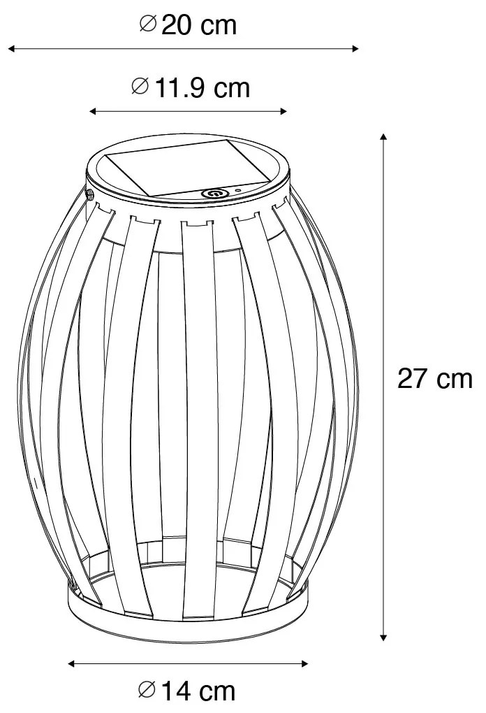 LED Conjunto de 2 candeeiros de mesa para exterior preto com 3 níveis de intensidade regulável solar e recarregável - Sheldon Moderno